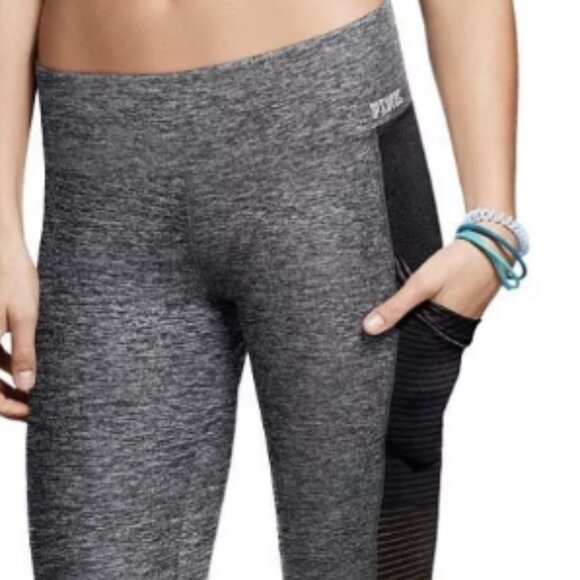 NWT Victoria's Secret Pink Gray Shimmer Pocket Mesh Ultimate Yoga Leggings - Picture 2 of 13